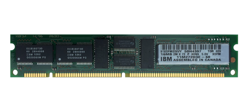 Memory, DIMM DRAM 16MB, 60ns, 168 Pin Parity